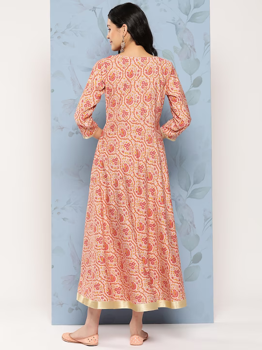 Floral Ethnic A-Line Maxi Ethnic Dress