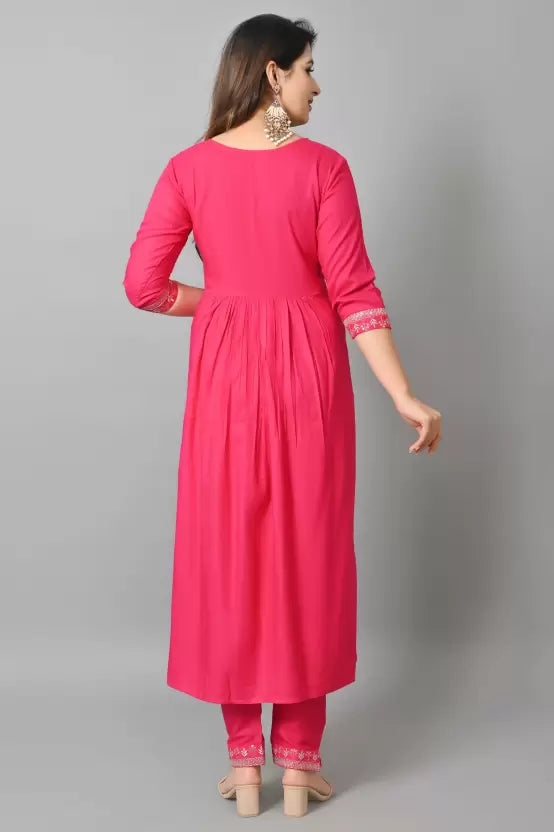 Women Pink Nyra-Cut Kurta set