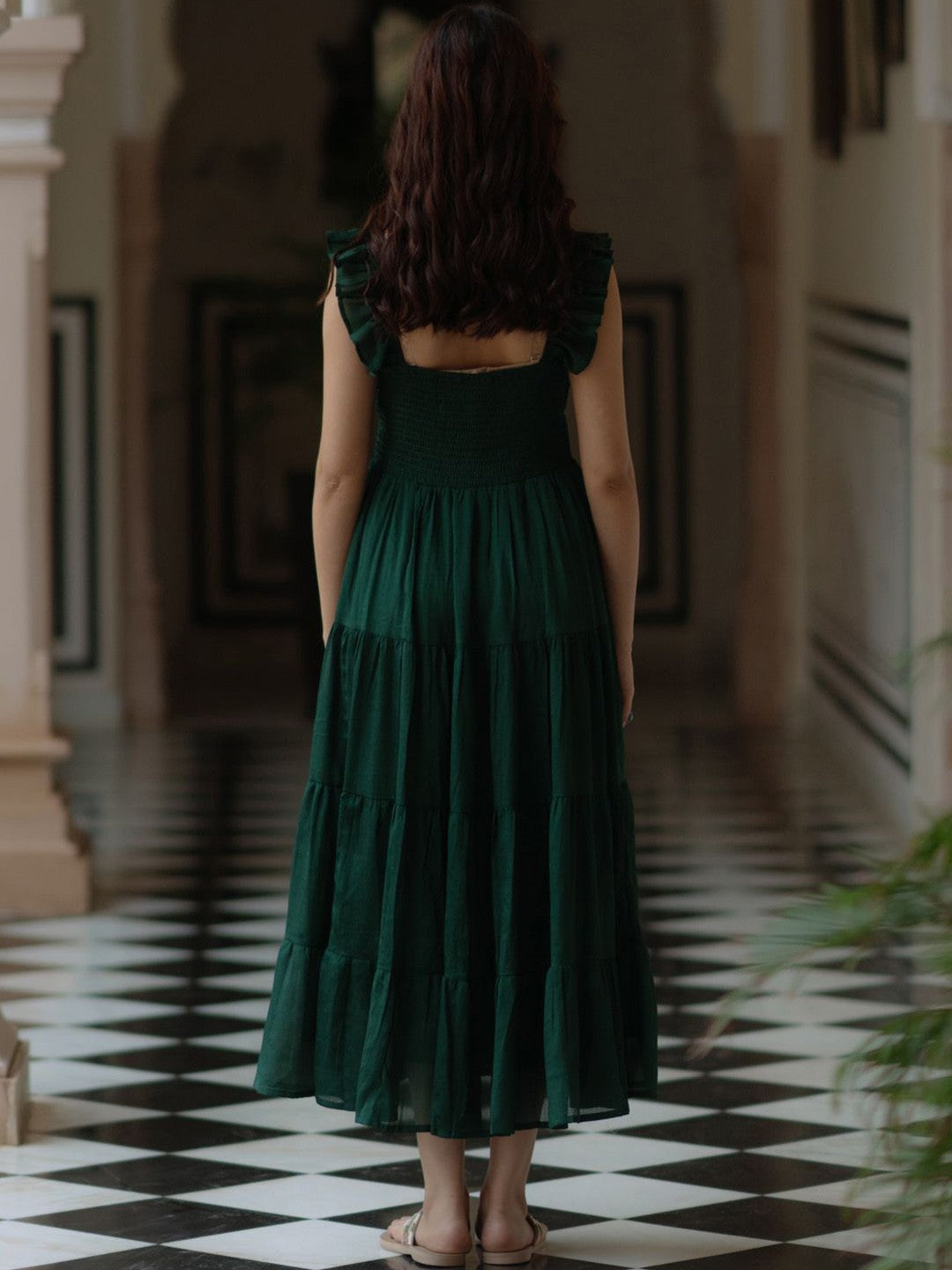 Women Flared Sleevesless Midi Ethnic Dresses