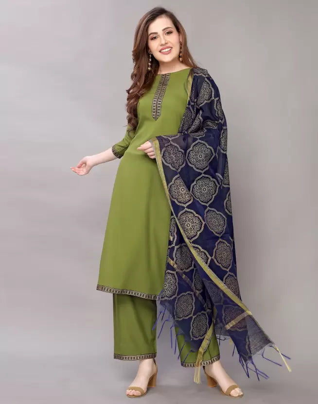 Green Kurta set with Dupatta