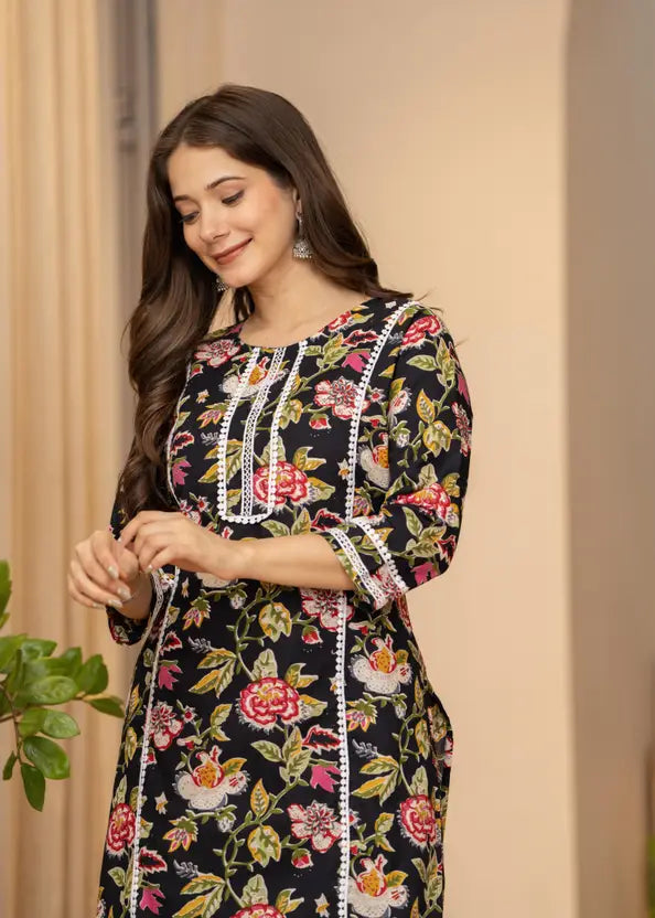 Women Pure Cotton Kurti Pant Set