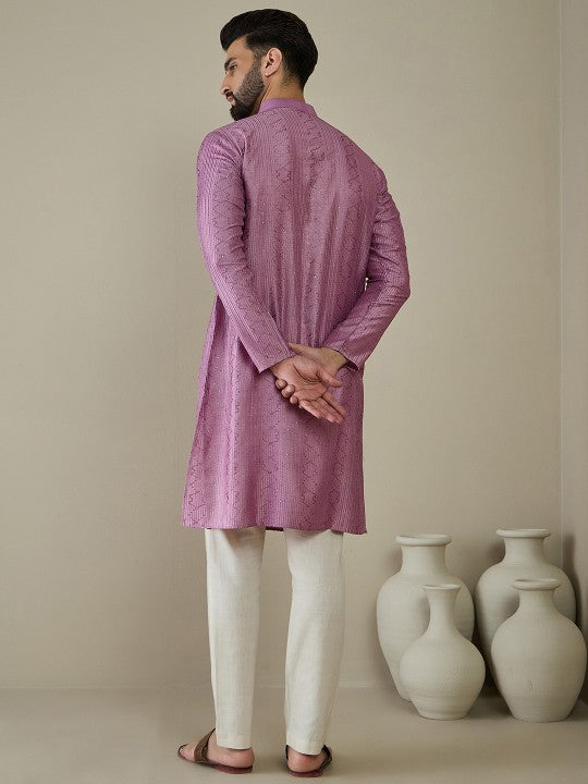 Men Ethnic Motifs Embroidered Thread Work Kurta