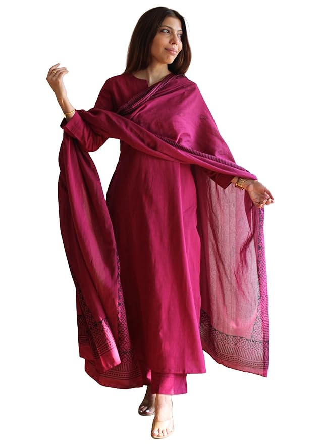 Women’s Poly Straight Solid Kurta with Narrow Pant & Dupatta