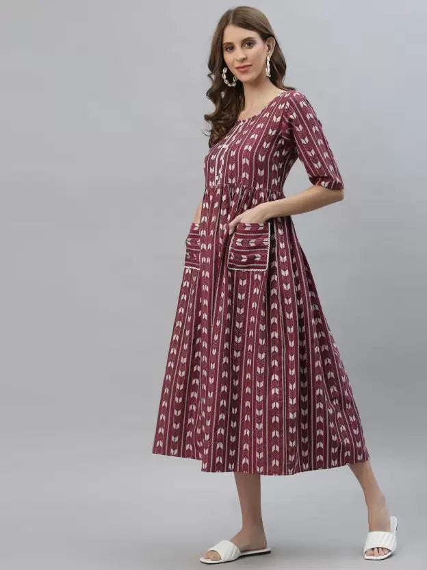 Women Printed Cotton Blend Ethnic Dress