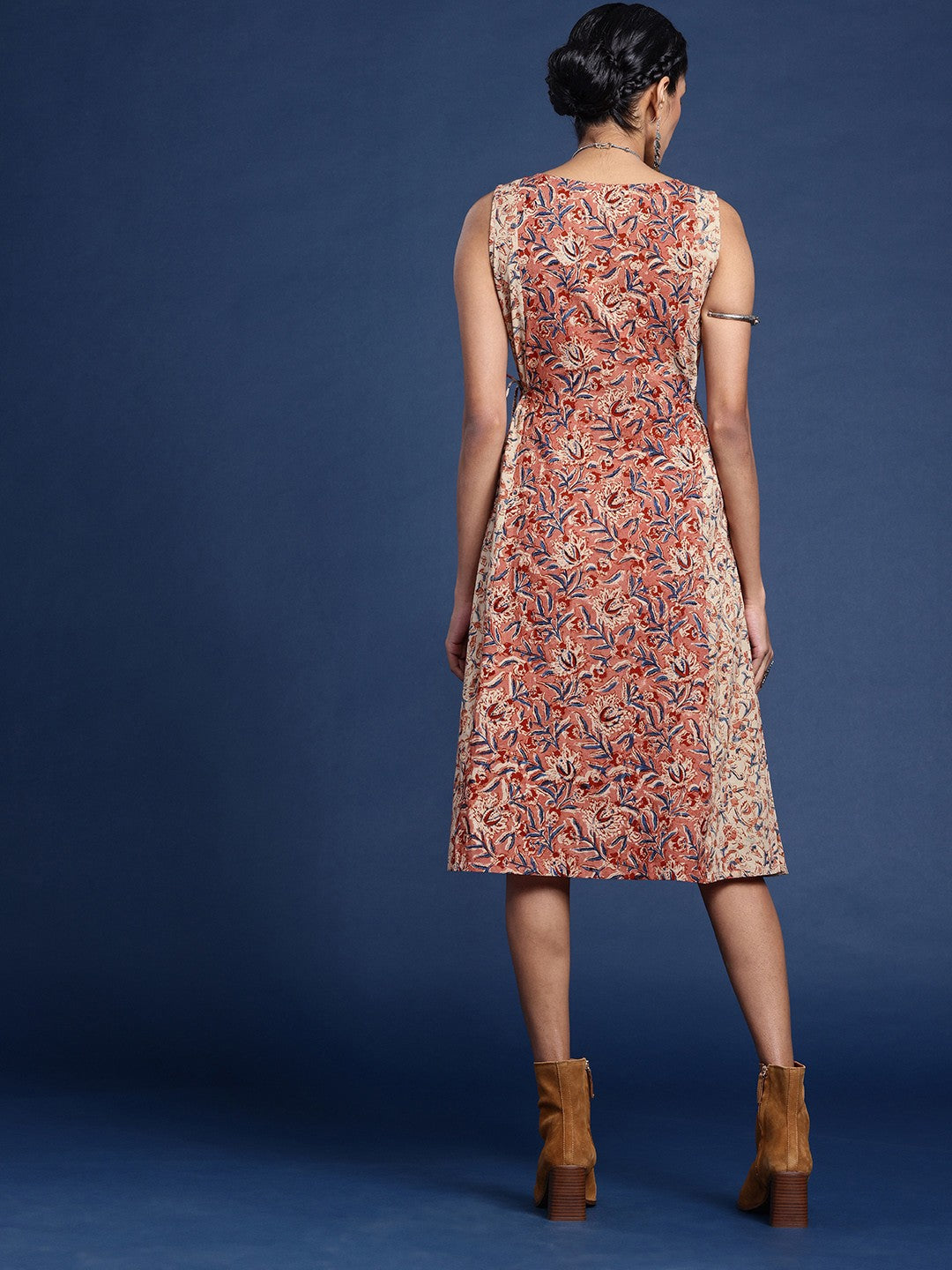 Pure Cotton Ethnic Motifs Printed A-Line Kalamkari Ethnic Dresses