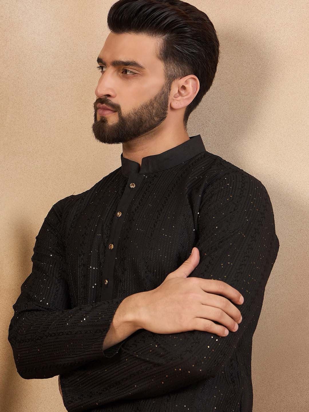 Men Cold-Shoulder Sleeves Liva Kurta