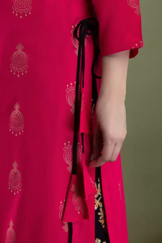 Women Pink Viscose Rayon Kurta and Sharara Set