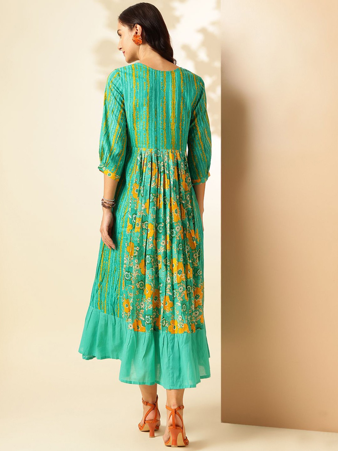 Women Floral Printed Fit And Flared Maxi Dress