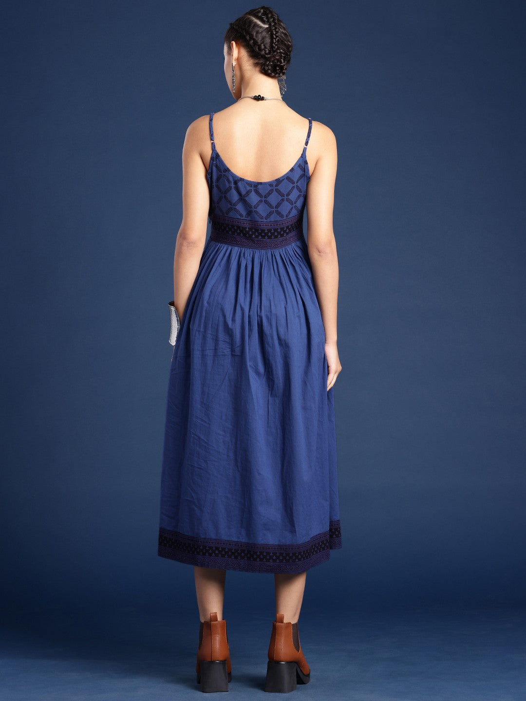 Floral Printed Shoulder Straps Pure Cotton Bagh Ethnic Dress