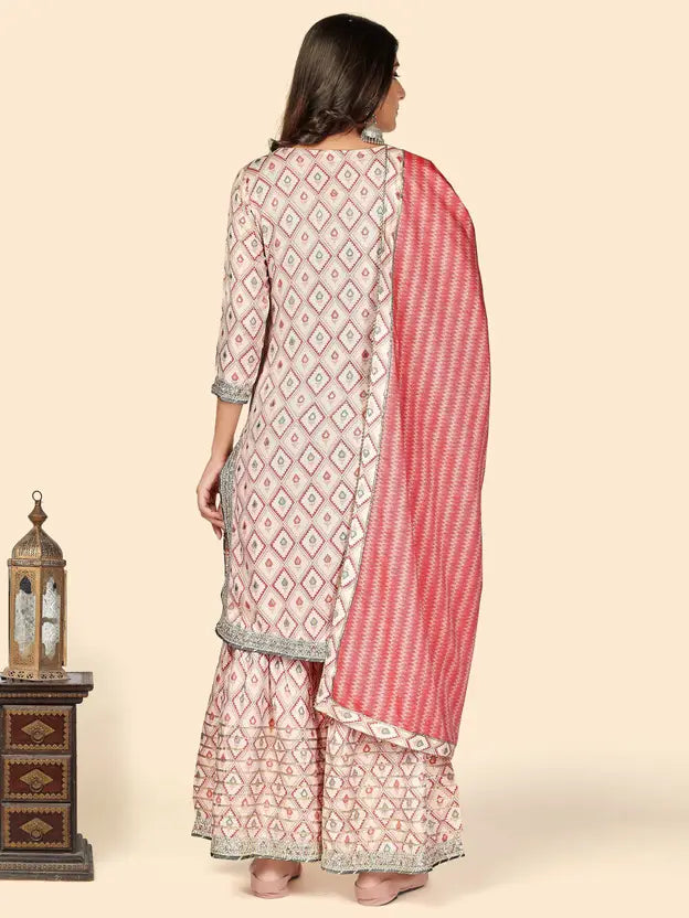 Women Art Silk Kurta Sharara Set