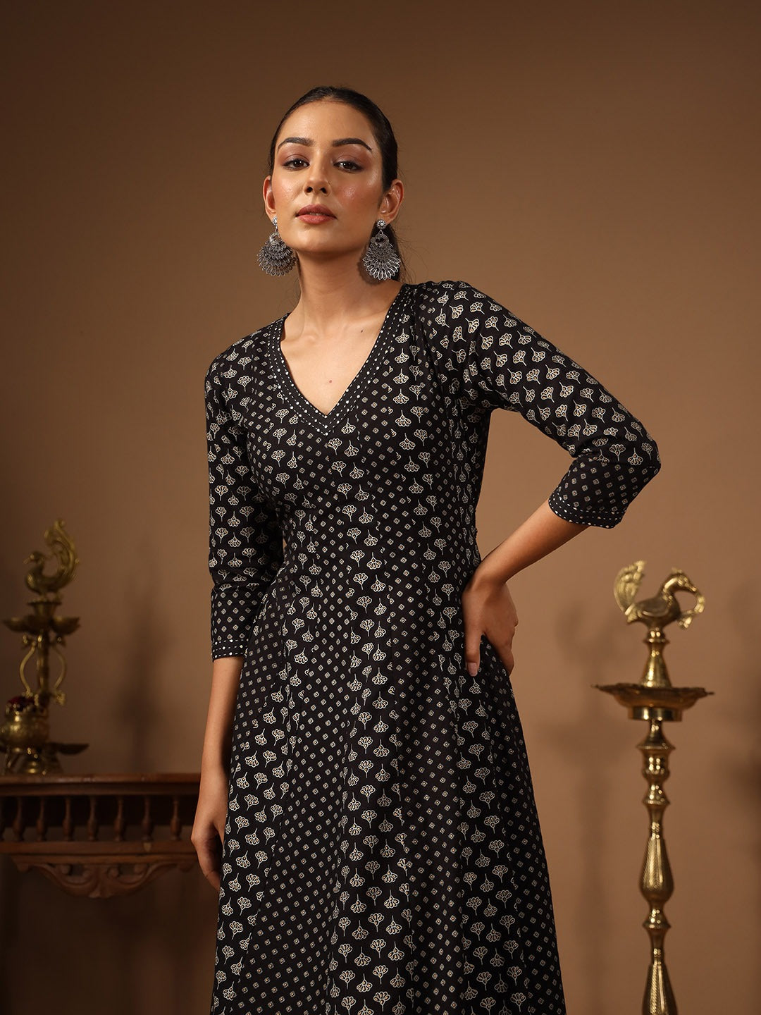 Ethnic Motifs Printed A-Line Maxi Dress
