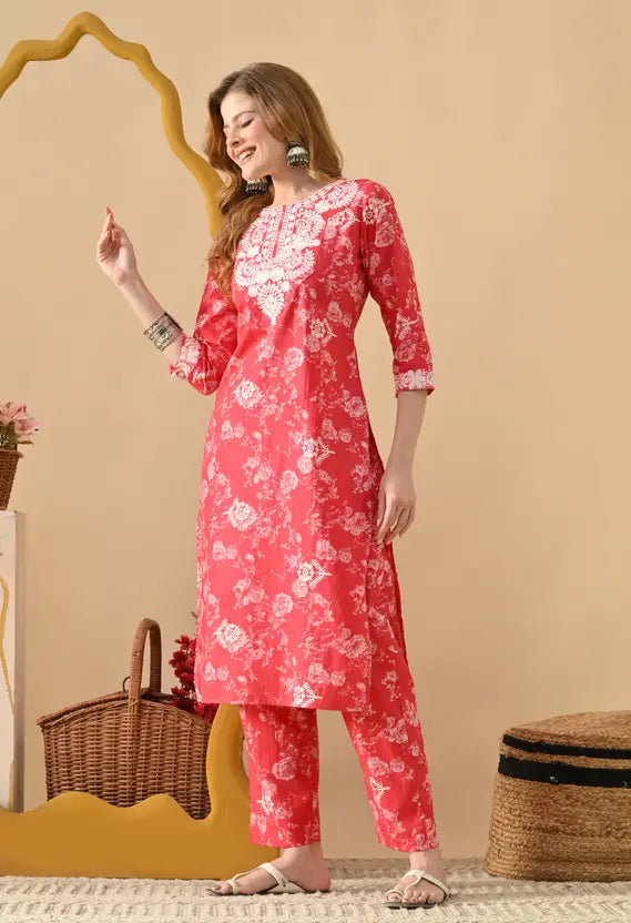 Women Pure Cotton Kurta Pant Set