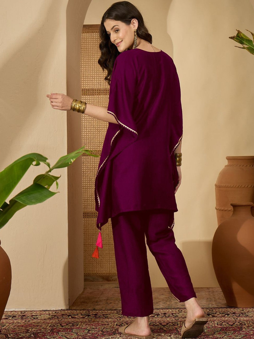 Women Ethnic Motifs Embroidered Regular Kurta with Trousers - Amy's Cart