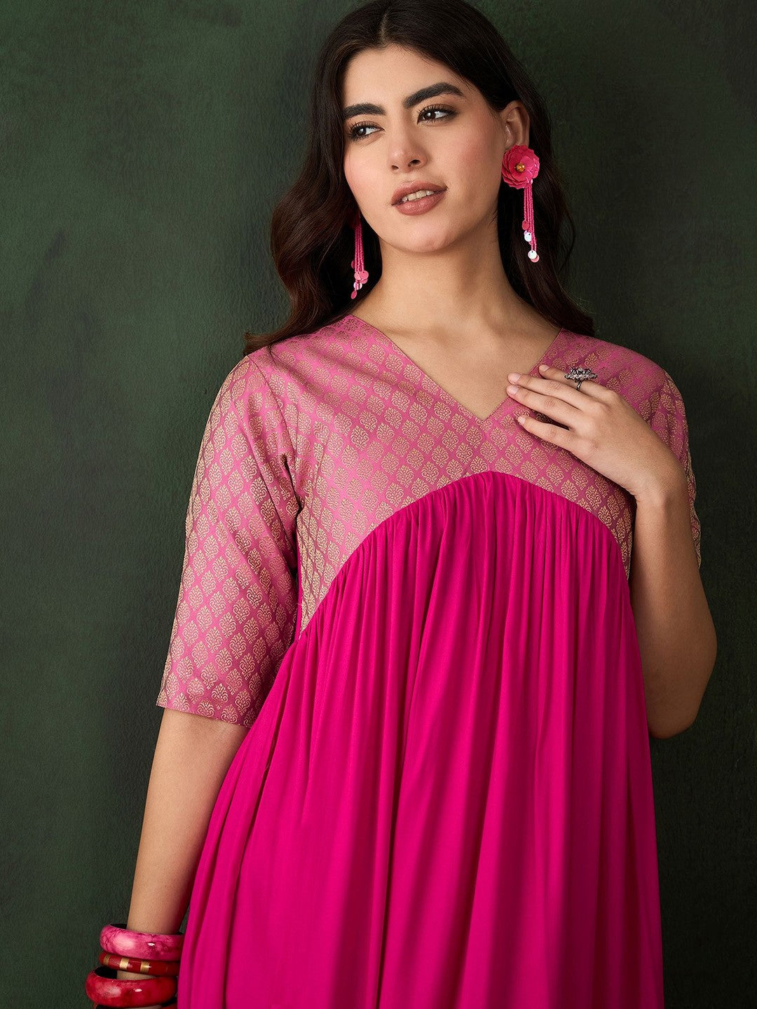 Brocade Tiered Ethnic Dress