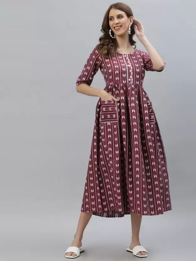 Women Printed Cotton Blend Ethnic Dress