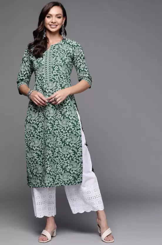 Women Black and White Viscose Rayon Kurta and Palazzo Set