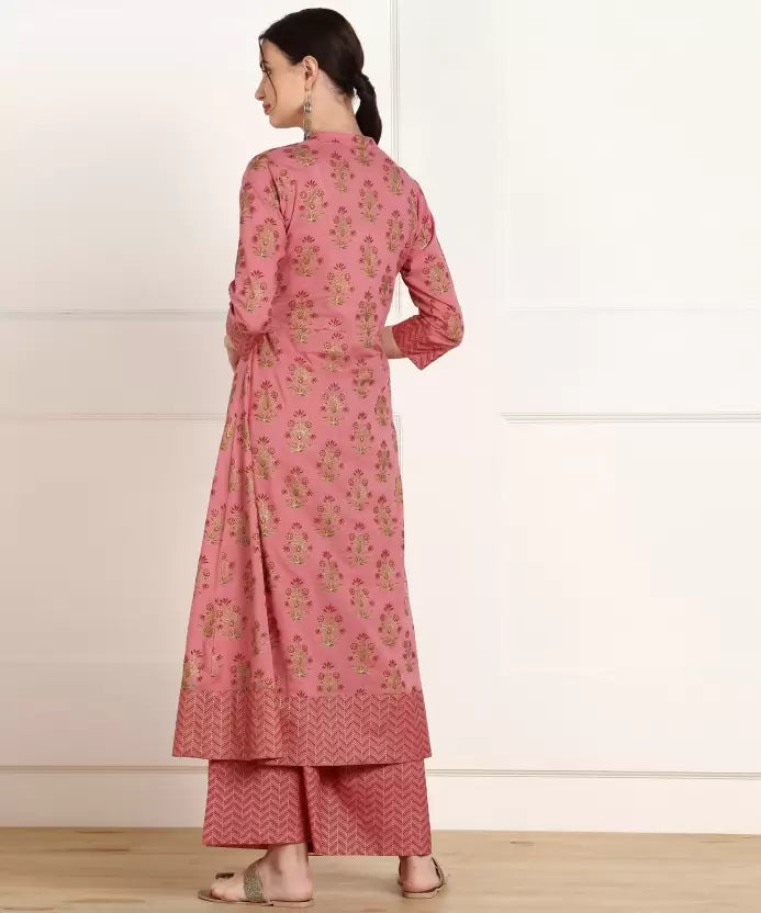 Women Cotton Blend Kurta Palazzo Set