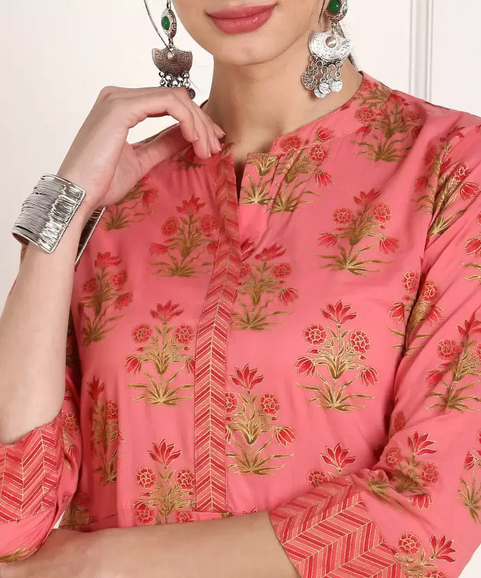 Women Cotton Blend Kurta Palazzo Set