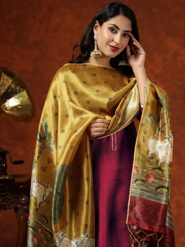 Women Cotton Blend Kurta Pant Dupatta Set