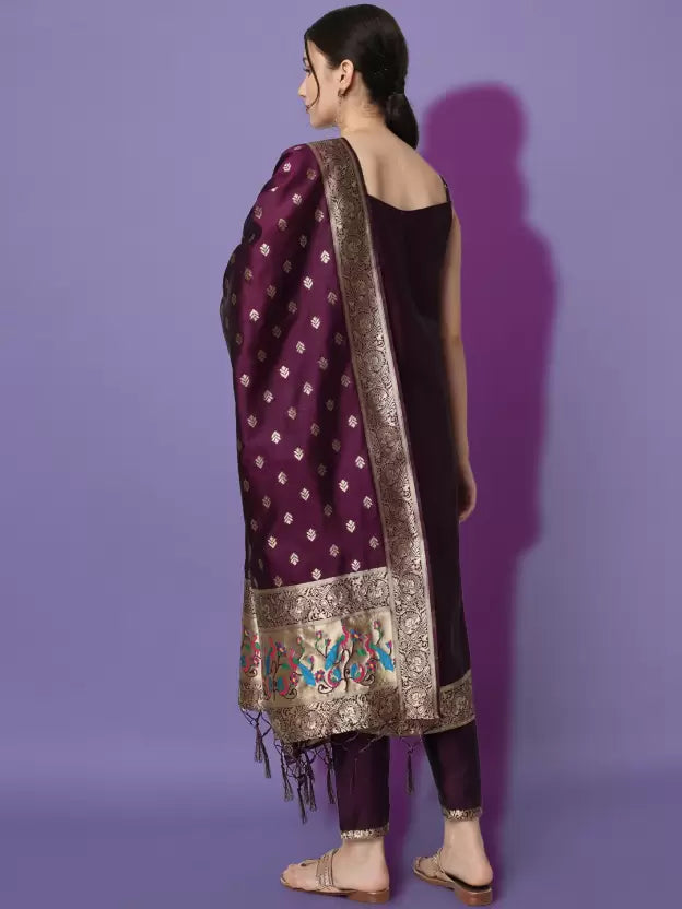 Women Cotton Silk Kurta Pant And Dupatta Set