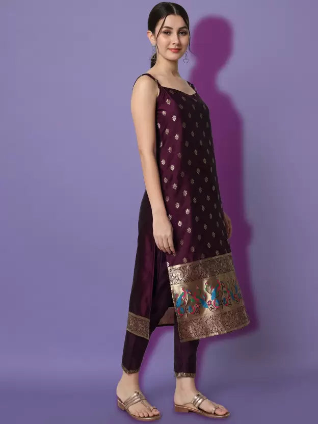 Women Cotton Silk Kurta Pant And Dupatta Set