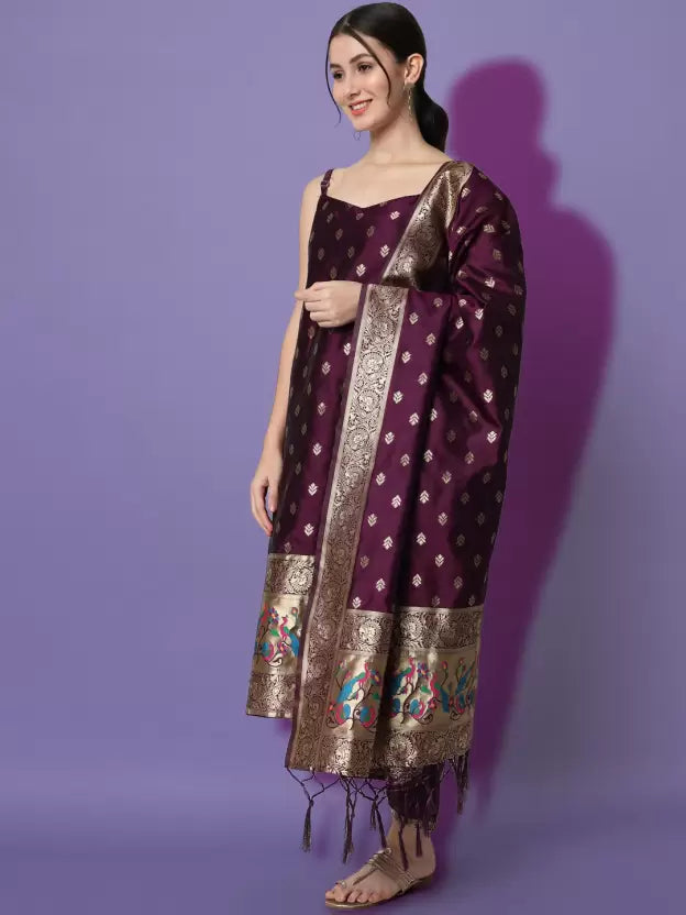 Women Cotton Silk Kurta Pant And Dupatta Set