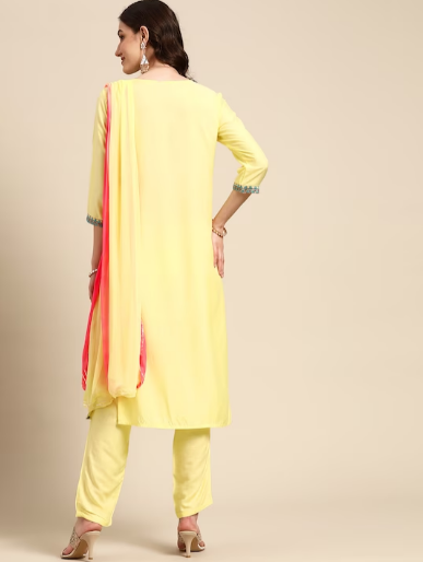 Women Ethnic Motifs Embroidered Kurta With Trousers & Dupatta
