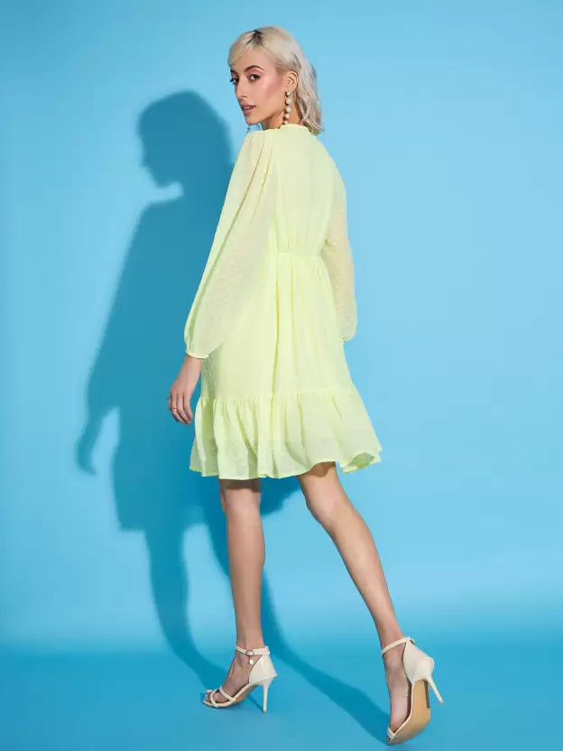 Women Fit and Flare Light Green Dress