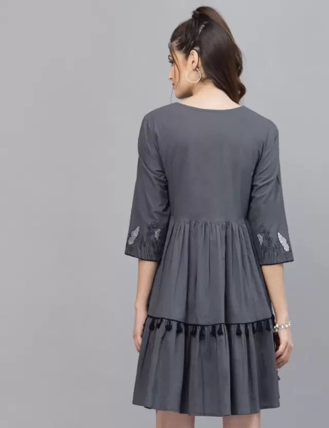 Women Gathered Grey Dress