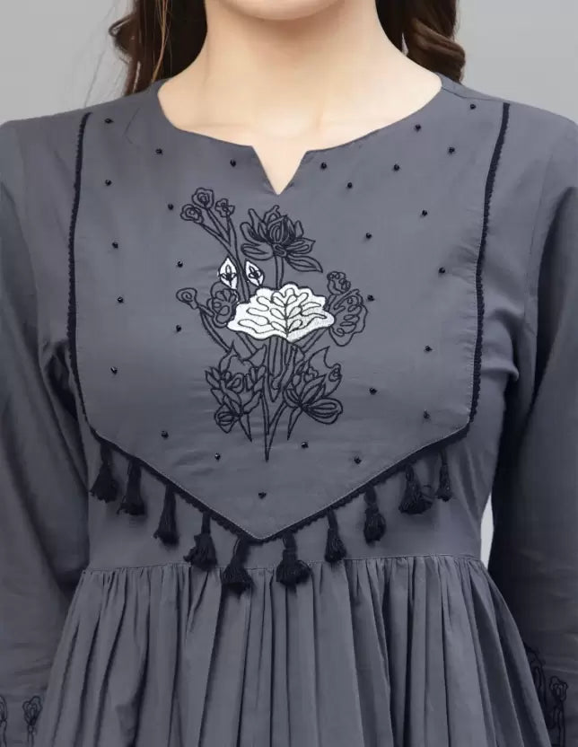 Women Gathered Grey Dress