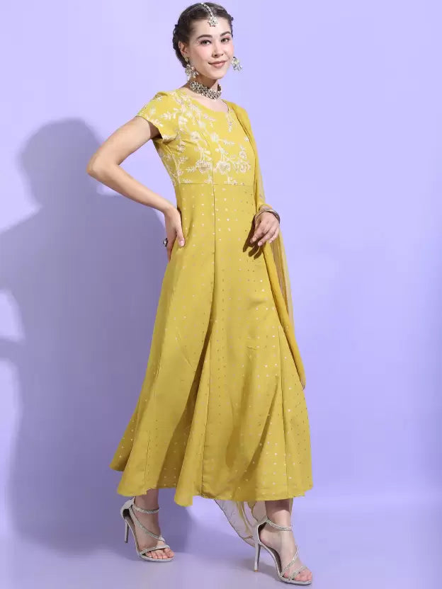 Women Gown and Dupatta Set Viscose Rayon