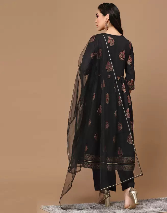 Women Kurta Pant And Dupatta Set Cotton Rayon