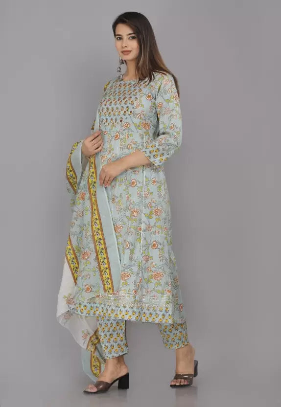 Women Kurta Pant And Dupatta Set Pure Cotton Pure Cotton