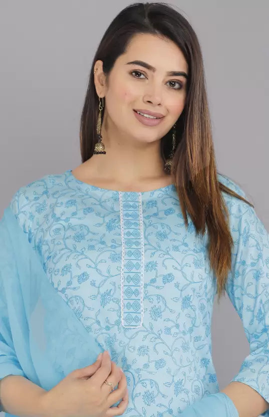 Women Kurta Pant And Dupatta Set Viscose Rayon