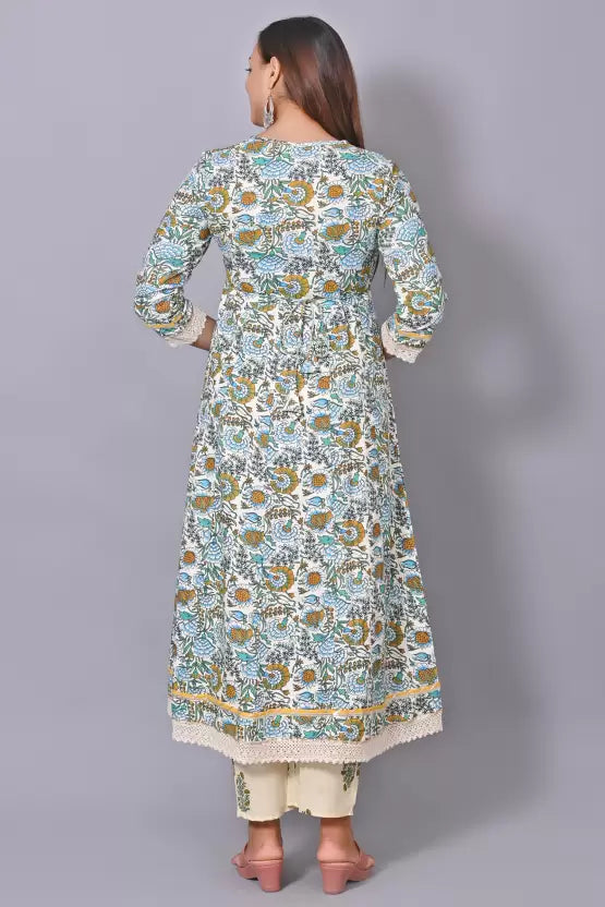 Women Kurta Pyjama & Dupatta Set Cotton Blend