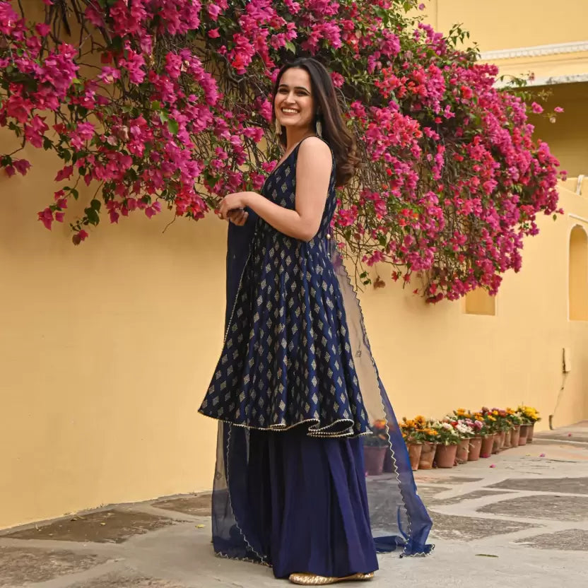 Women Kurta Sharara and Dupatta Set Viscose Rayon