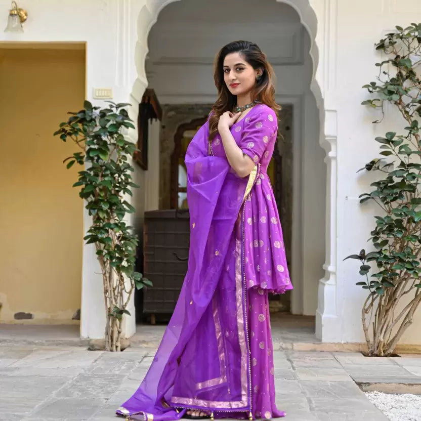 Women Kurta Sharara and Dupatta Set Viscose Rayon