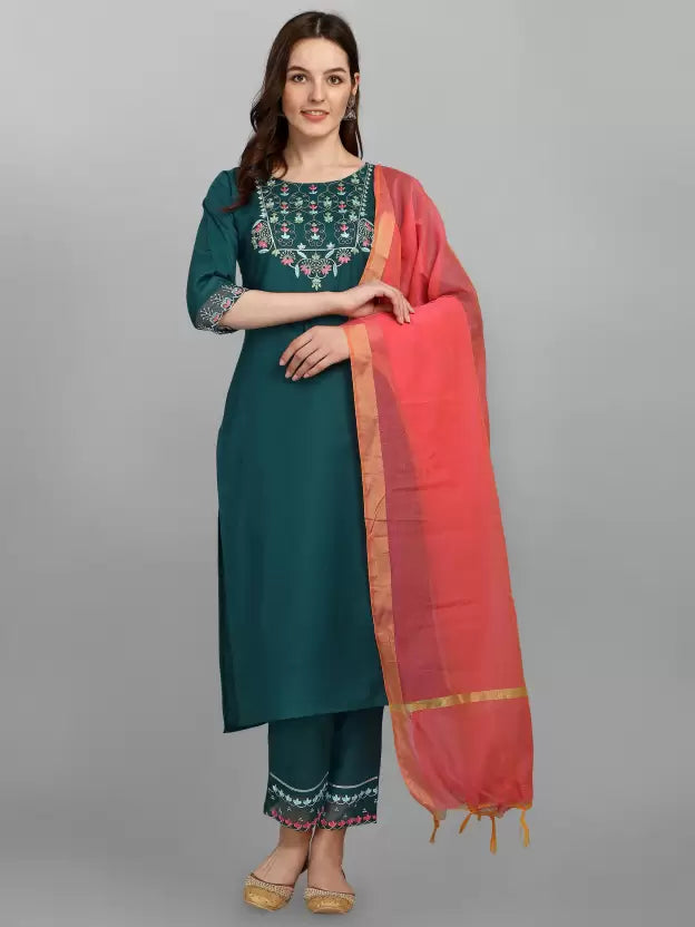 Women Kurta and Palazzo Set Cotton Blend