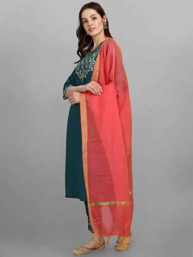 Women Kurta and Palazzo Set Cotton Blend