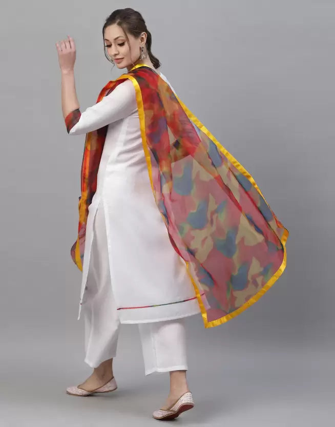 Women Kurta and Palazzo Set Cotton Blend Silk Blend
