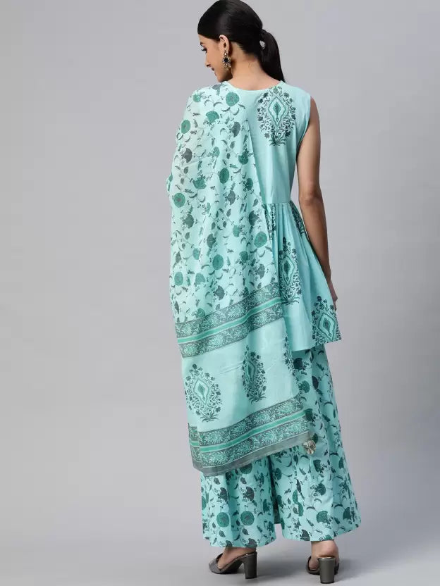 Women Kurta and Palazzo Set Pure Cotton