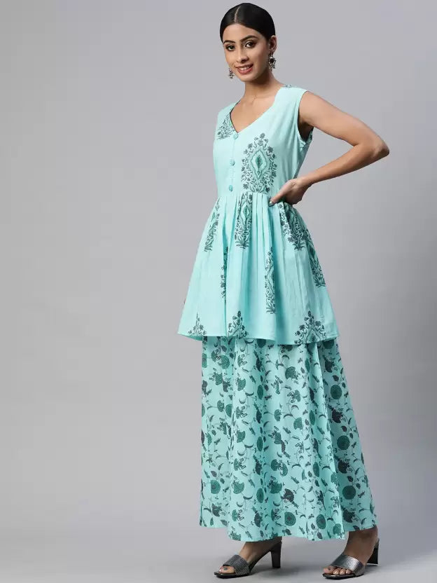 Women Kurta and Palazzo Set Pure Cotton