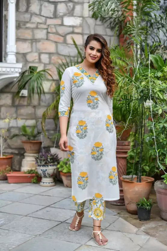 Women Kurta and Pant Set Pure Cotton