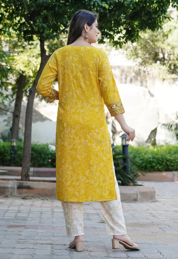 Women Kurta and Pant Set Viscose Rayon