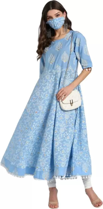 Women Printed Viscose Rayon Flared Kurta