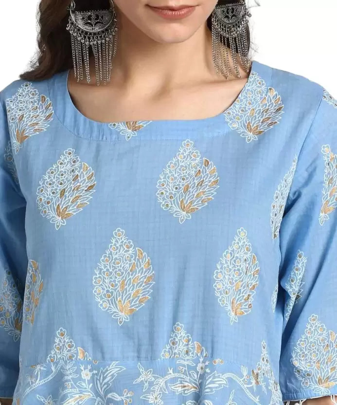 Women Printed Viscose Rayon Flared Kurta