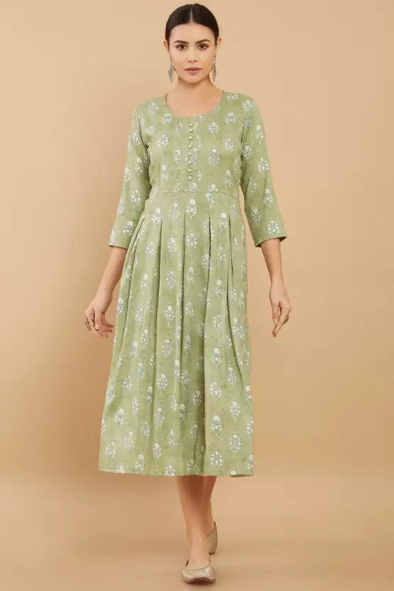 Women Printed Viscose Rayon Gown Kurta