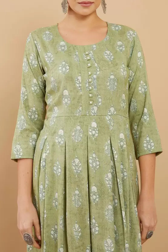 Women Printed Viscose Rayon Gown Kurta