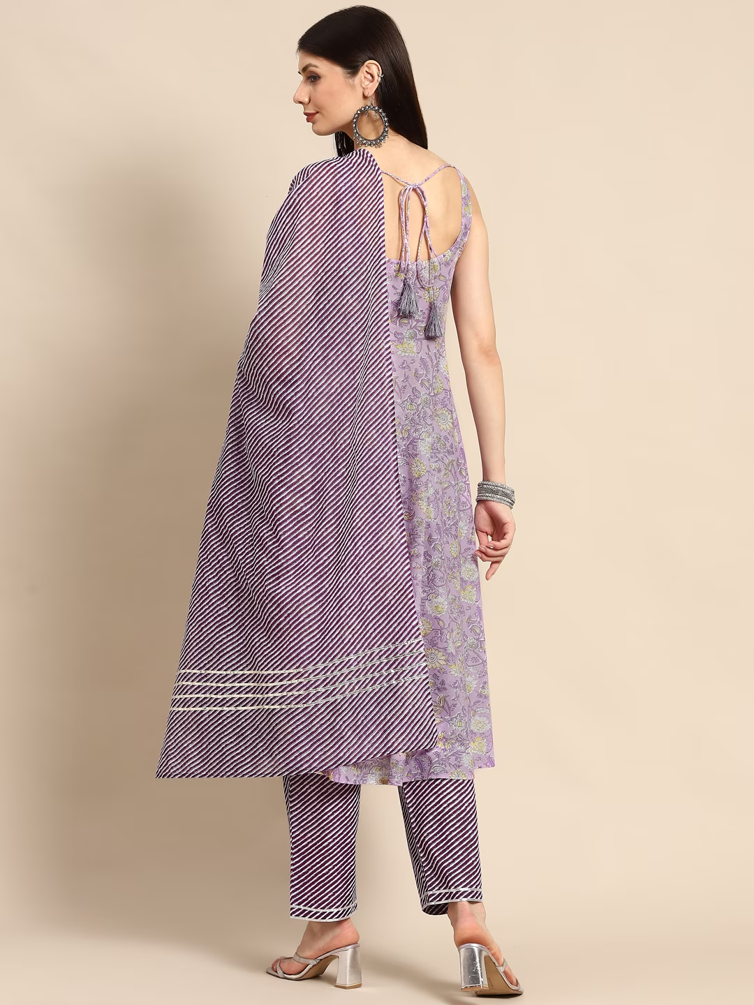Women Purple Ethnic Motifs Printed Pure Cotton Kurta with Trousers & Dupatta