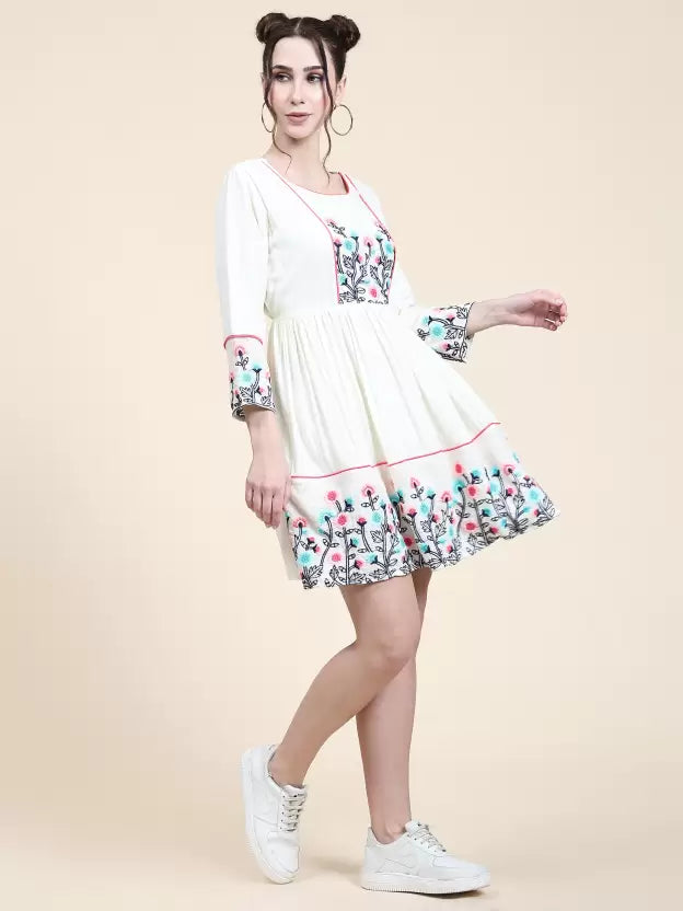 Women Skater White Dress